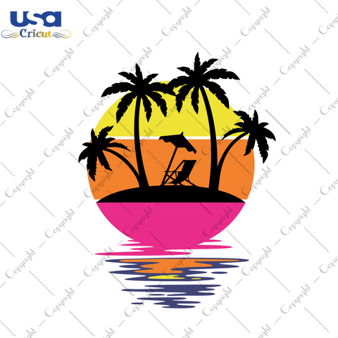 Island Coconut With Beach Chair And Umbrella Vector Diy Crafts Svg Files For Cricut, Silhouette Sublimation Files