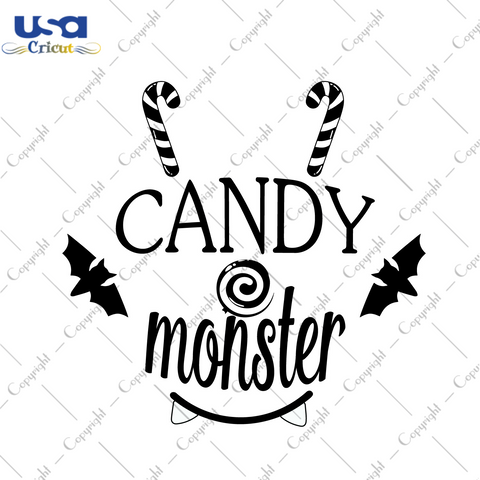 Halloween Decor, Candy Monster Diy Crafts Svg Files For Cricut, Silhouette Sublimation Files