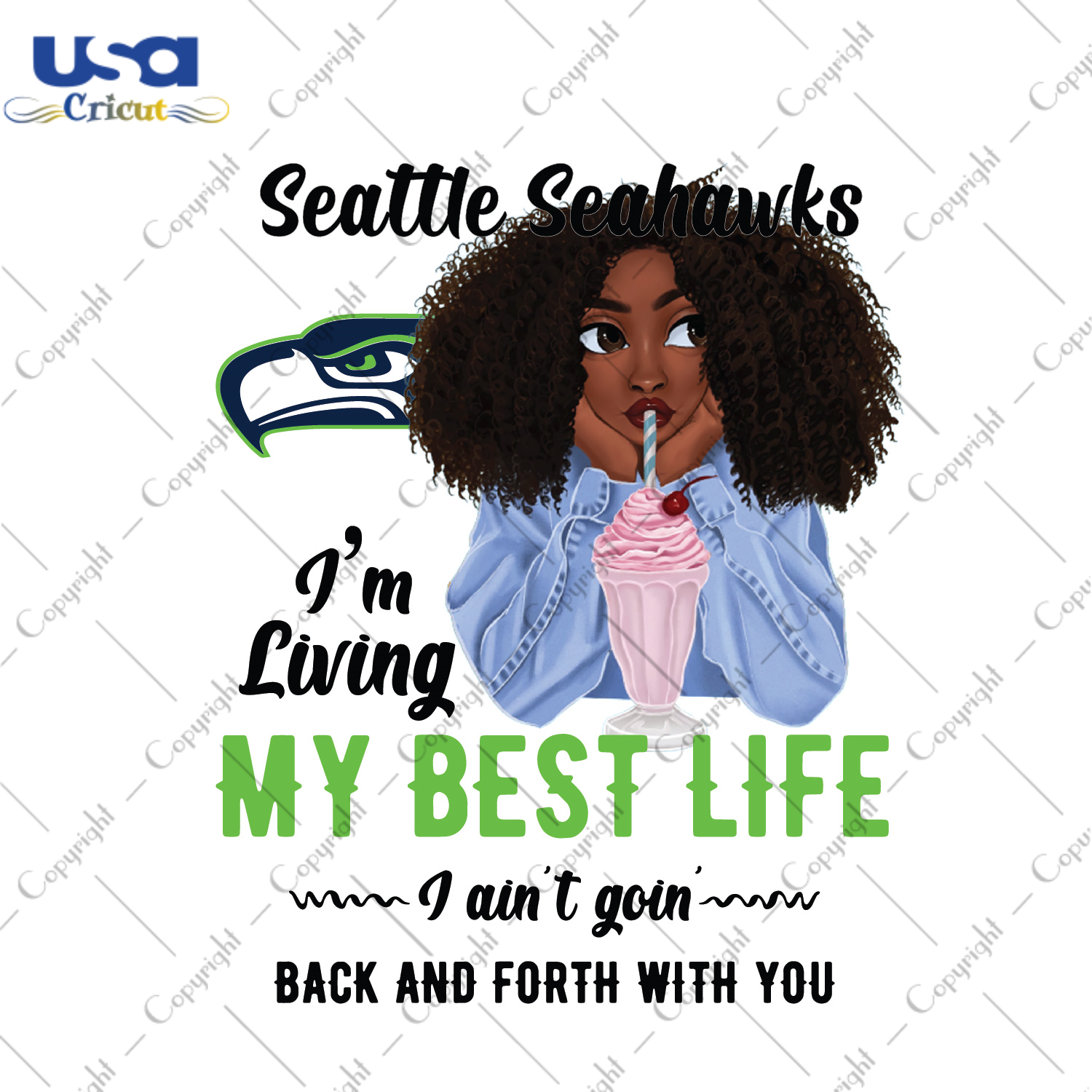 American Football, Black Girl Seahawks Png Diy Crafts, Silhouette Sublimation Files