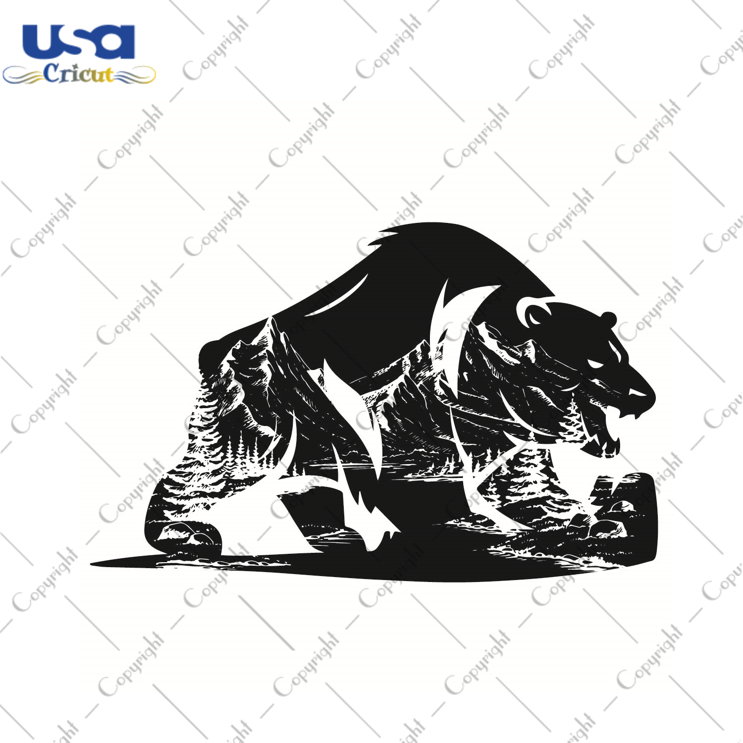 Angry Bear Forest Vector Gift Diy Crafts Svg Files For Cricut, Silhouette Sublimation Files