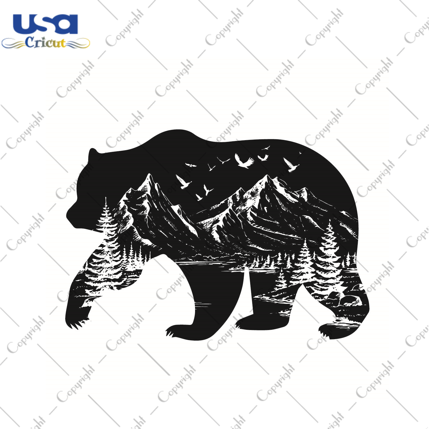 Big Bear Forest Silhouette SVG Diy Crafts Svg Files For Cricut, Silhouette Sublimation Files