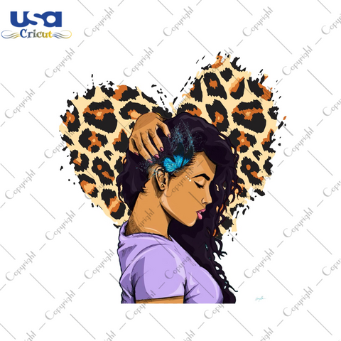 Black Girl Images Heart Leopaid Pattern Diy Crafts PNG Files For Cricut, Silhouette Sublimation Files