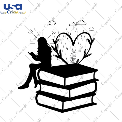 Girl On Books Silhouette SVG Gift Diy Crafts Svg Files For Cricut, Silhouette Sublimation Files