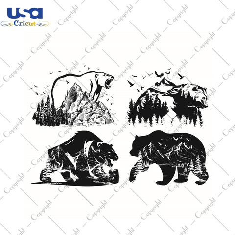 Bear Forest Bundle Silhouette SVG Diy Crafts Svg Files For Cricut, Silhouette Sublimation Files