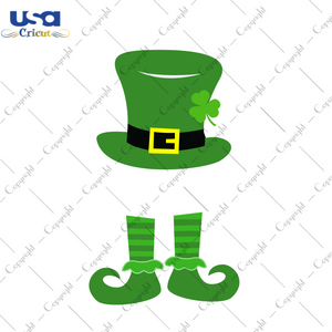 St Patricks Day Leprechaun Bowler Hat And Shoes Diy Crafts Svg Files For Cricut, Silhouette Sublimation Files