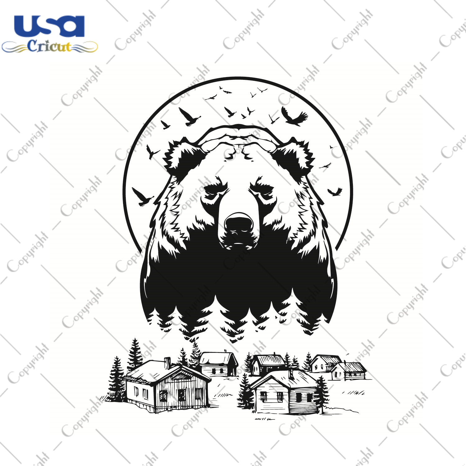 Bear Forest Hometown Silhouette Diy Crafts Svg Files For Cricut, Silhouette Sublimation Files