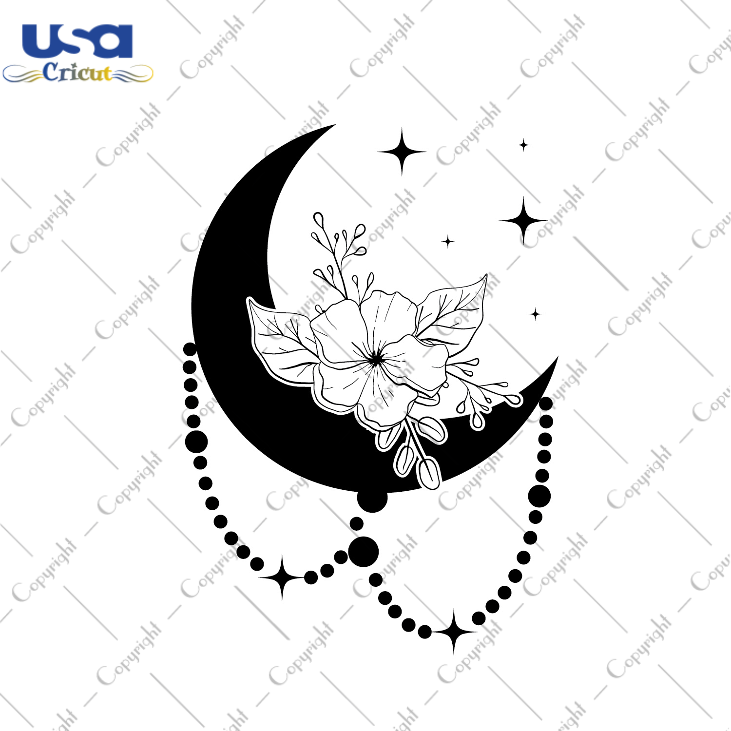 Floral Moon Vector SVG Gift Diy Crafts Svg Files For Cricut, Silhouette Sublimation Files