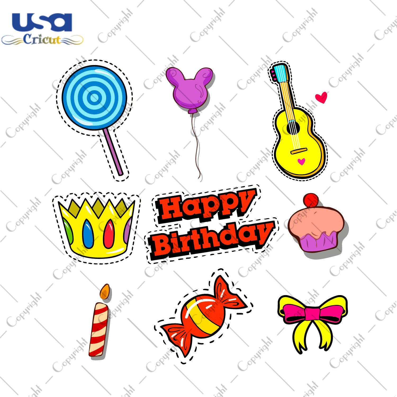 Cute Stickers Bundle For Birthday Gift Diy Crafts Svg Files For Cricut, Silhouette Sublimation Files