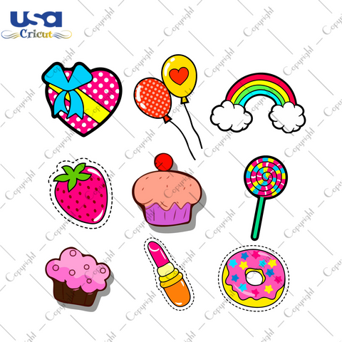 Cute Stickers Bundle For Birthday Gift 2 Diy Crafts Svg Files For Cricut, Silhouette Sublimation Files