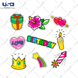 Cute Stickers Bundle For Birthday Gift 3 Diy Crafts Svg Files For Cricut, Silhouette Sublimation Files