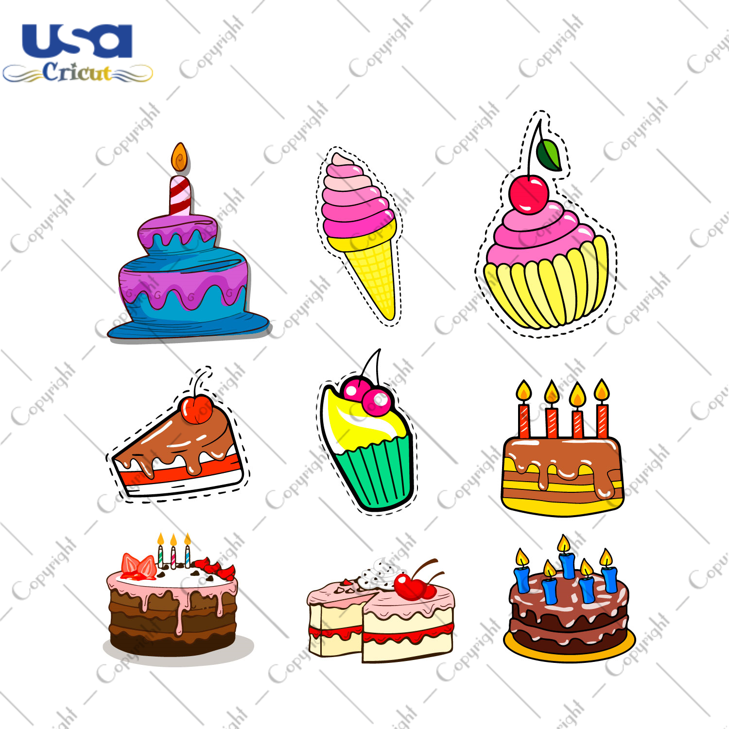 Cute Stickers Bundle For Birthday Gift 5 Diy Crafts Svg Files For Cricut, Silhouette Sublimation Files