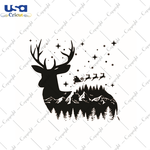 Deer Forest Gift Idea, Christmas Deer Vector Diy Crafts Svg Files For Cricut, Silhouette Sublimation Files