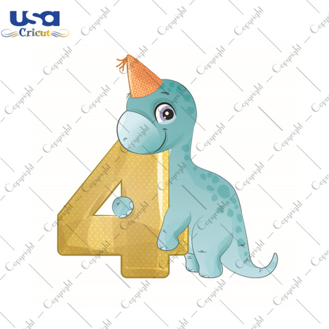 Birthday Gift, 4th Birthday Cute Trex Silhouette SVG Diy Crafts Svg Files For Cricut, Silhouette Sublimation Files