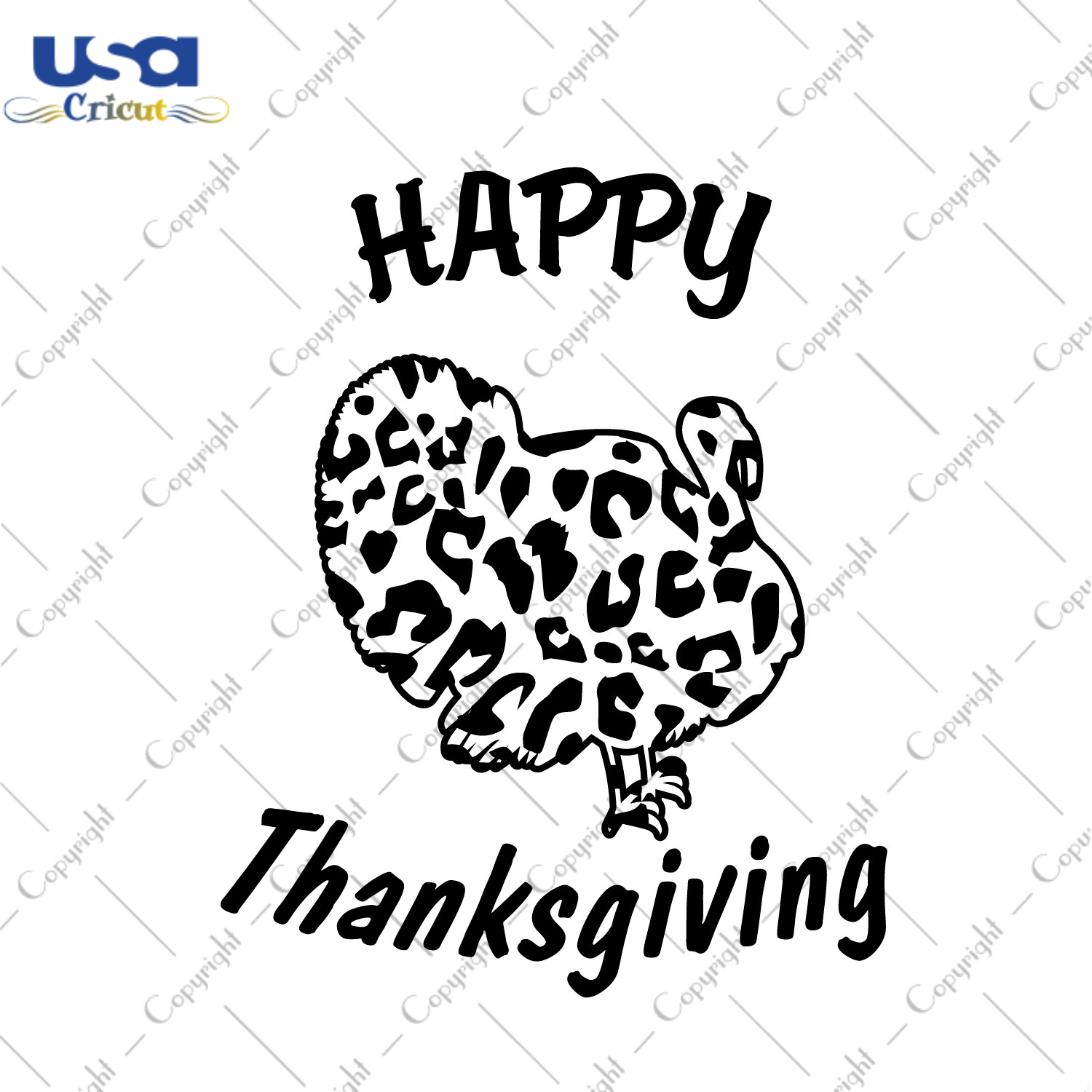 Happy Thanksgiving White Leopard Patern Turkey Halloween Gift Diy Crafts Svg Files For Cricut, Silhouette Sublimation Files