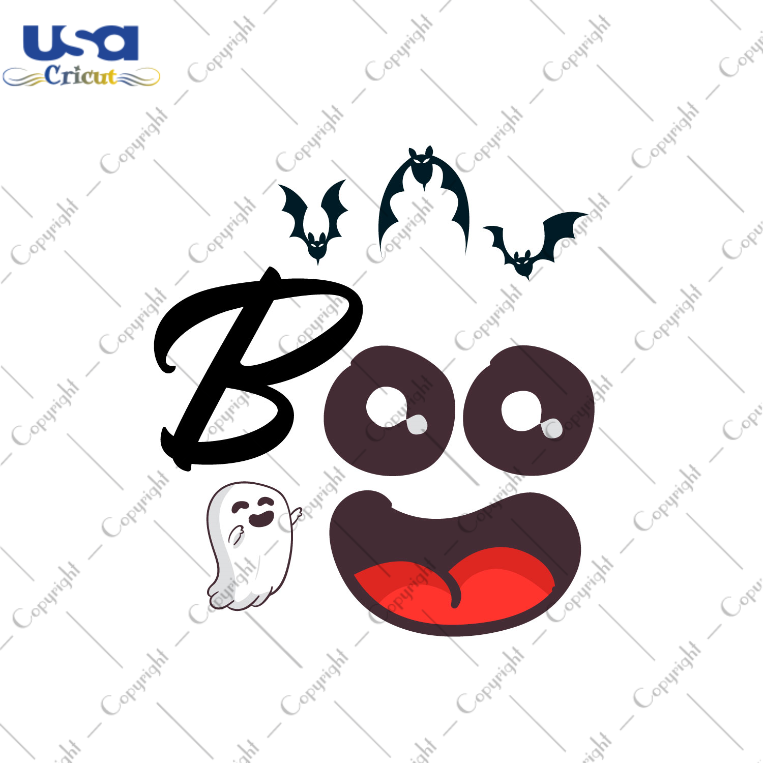 Cute Boo Face Cameo Htv Prints, Halloween Gift Diy Crafts Svg Files For Cricut, Silhouette Sublimation Files