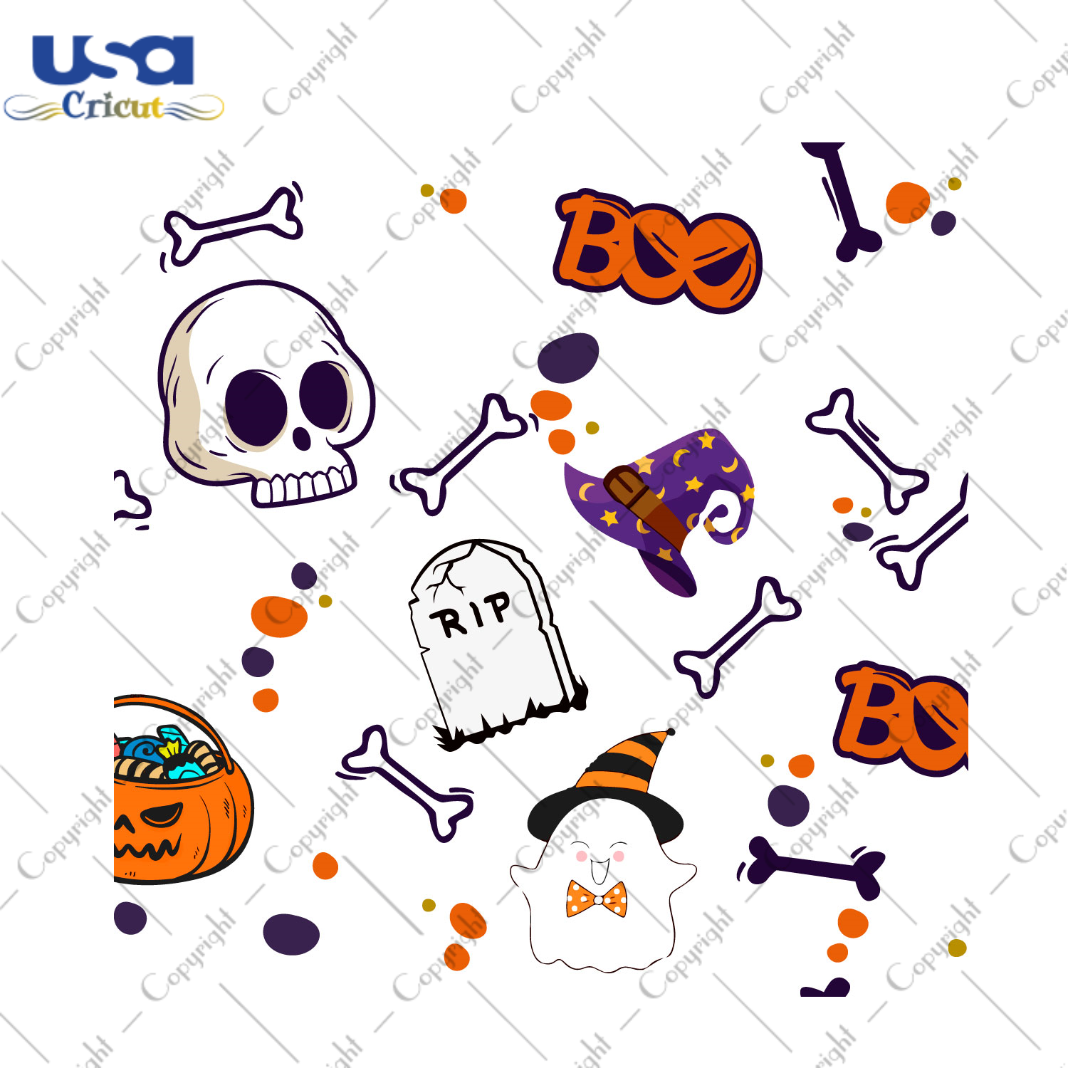 Cute Halloween Pattern Halloween Gift Diy Crafts Svg Files For Cricut, Silhouette Sublimation Files