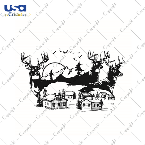 Hometown Deer Silhouette Gift Diy Crafts Svg Files For Cricut, Silhouette Sublimation Files