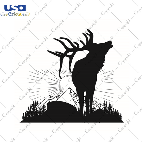 Deer Mountain Silhouette SVG Gift Diy Crafts Svg Files For Cricut, Silhouette Sublimation Files