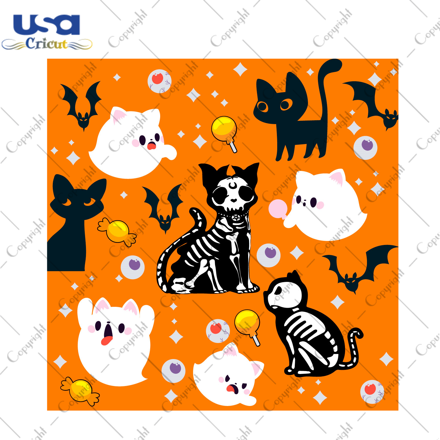 Cute Funny Ghost Cat Pattern Diy Crafts Svg Files For Cricut, Silhouette Sublimation Files