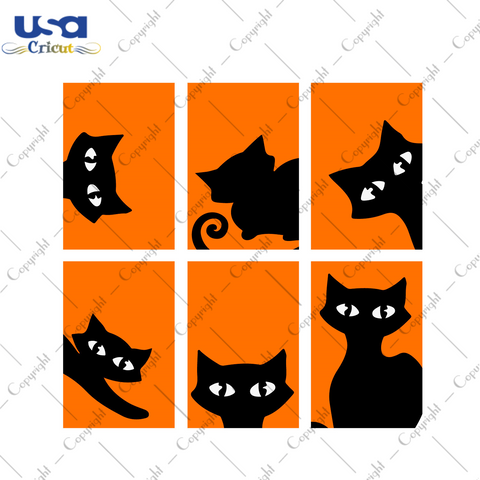 Black Cat Pattern For Halloween Diy Crafts Svg Files For Cricut, Silhouette Sublimation Files