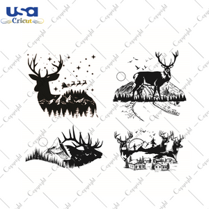 Deer Forest Bundle Silhouette Vector Diy Crafts Svg Files For Cricut, Silhouette Sublimation Files