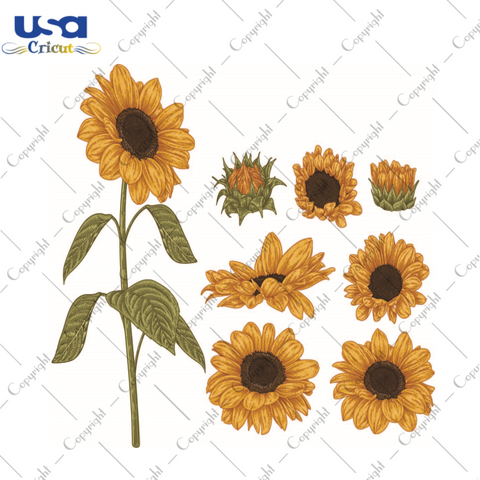 Sunflower Silhouette SVG Bundle Diy Crafts Svg Files For Cricut, Silhouette Sublimation Files