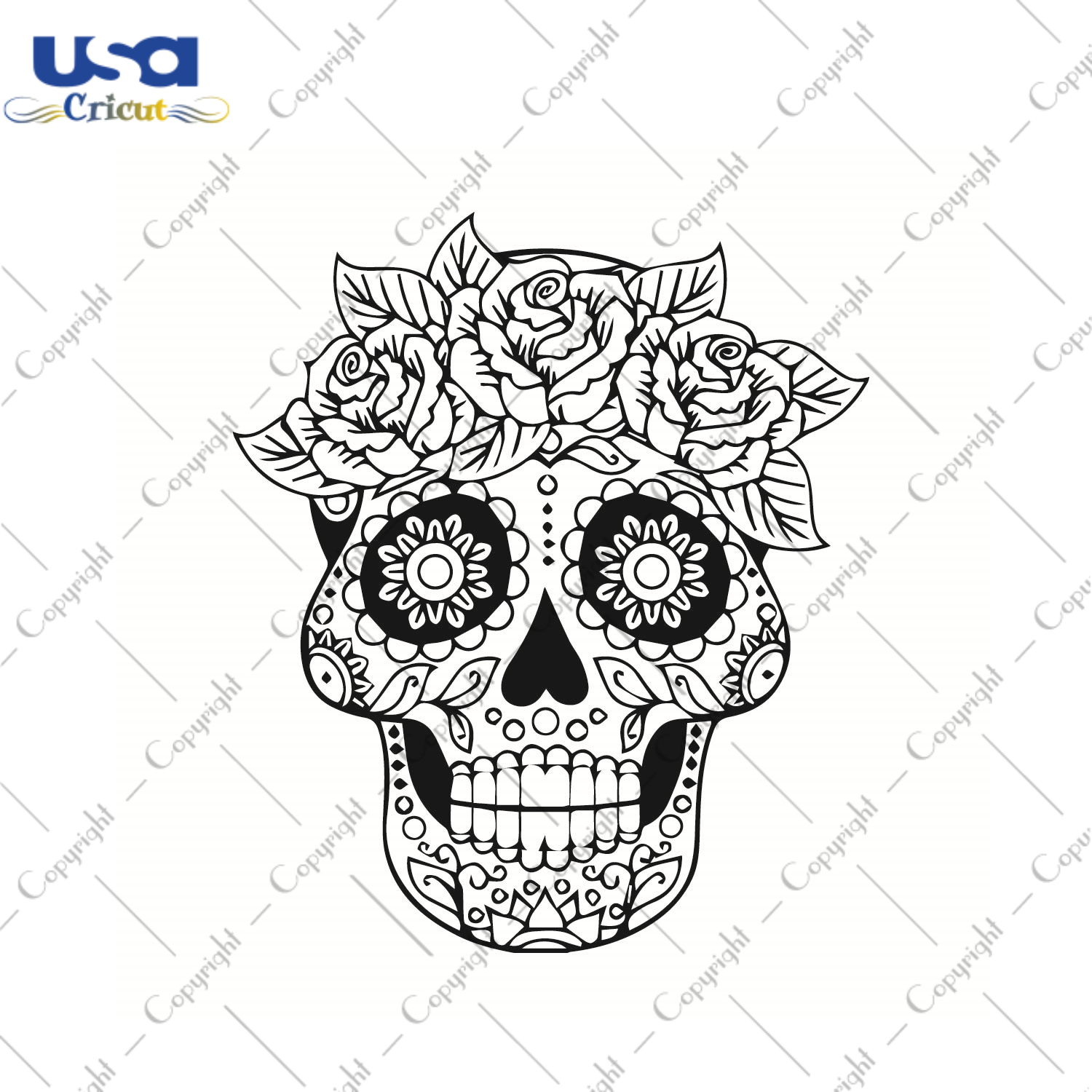 Floral Skull Head Silhouette SVG Diy Crafts Svg Files For Cricut, Silhouette Sublimation Files