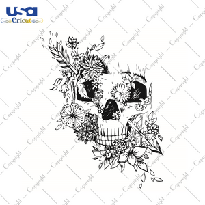 Floral Skull Head Vector Silhouette SVG Diy Crafts Svg Files For Cricut, Silhouette Sublimation Files