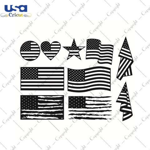 American Flag Bundle Silhouette SVG Diy Crafts Svg Files For Cricut, Silhouette Sublimation Files