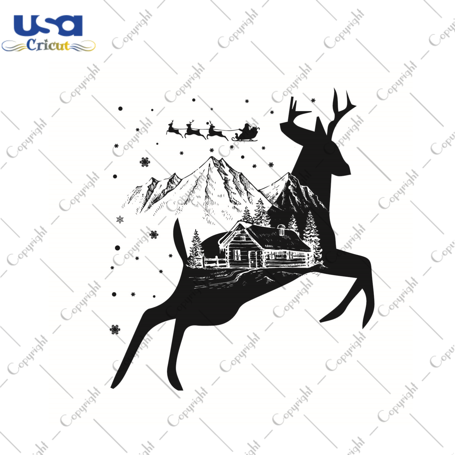 Christmas Woodland Deer Silhouette SVG Diy Crafts Svg Files For Cricut, Silhouette Sublimation Files