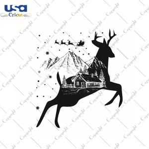 Christmas Woodland Deer Silhouette SVG Diy Crafts Svg Files For Cricut, Silhouette Sublimation Files