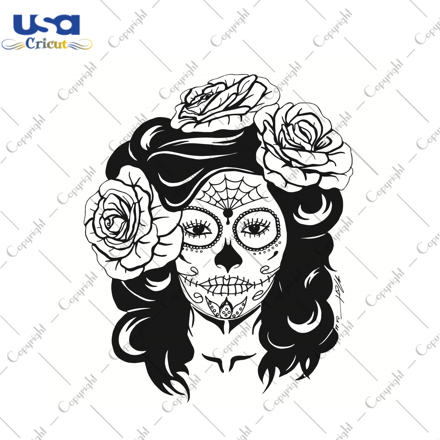 Woman Sugar Skull SVG Silhouette Diy Crafts Svg Files For Cricut, Silhouette Sublimation Files