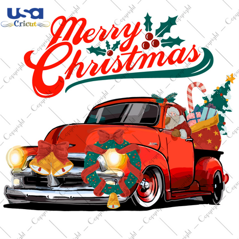 Pickup Truck Brings Christmas Gift Diy Crafts Svg Files For Cricut, Silhouette Sublimation Files - USA Cricut