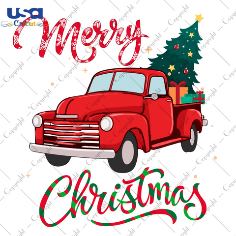 Merry Christmas Old Pickup Truck, Christmas Gift Diy Crafts Svg Files For Cricut, Silhouette Sublimation Files - USA Cricut