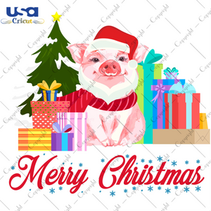 Merry Christmas Piggy Diy Crafts Svg Files For Cricut, Silhouette Sublimation Files - USA Cricut