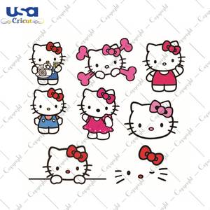 Hello Kitty Bundle SVG Silhouette Diy Crafts Svg Files For Cricut, Silhouette Sublimation Files