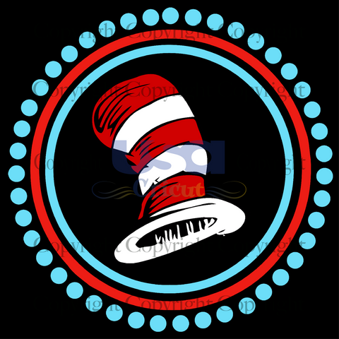 Cat In The Hat Wreath, Dr. Seuss Svg, Reading Festival, Cricut & Silhouette Sublimation Instant Download File - USA Cricut