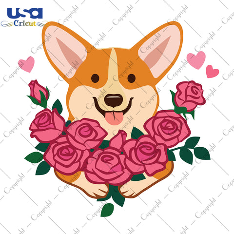 Corgi Rose Svg, Mother's Day Svg, Corgi Holding A Rose, Diy Crafts SVG Files For Cricut, Silhouette Sublimation Files Shirt Design Ideas  Instant Download - USA Cricut