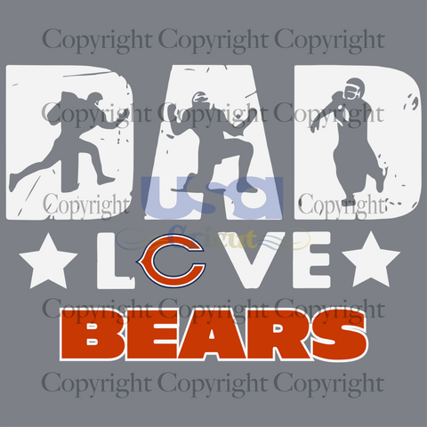 Dad Love Bears Svg, Sport Svg, Father's Day, Chicago Bears Svg, NFL Shirt, SVG files for cricut Instant Download Version - USA Cricut