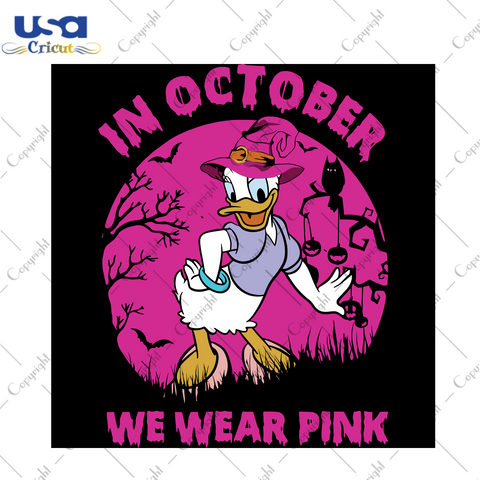 Daisy In October We Wear Pink, Halloween Svg, Happy Halloween, Halloween Gift, Halloween Shirt, Halloween Icon, Halloween Vector, Nightmare Svg, Daisy Svg, Cute Daisy, Daisy Love - USA Cricut