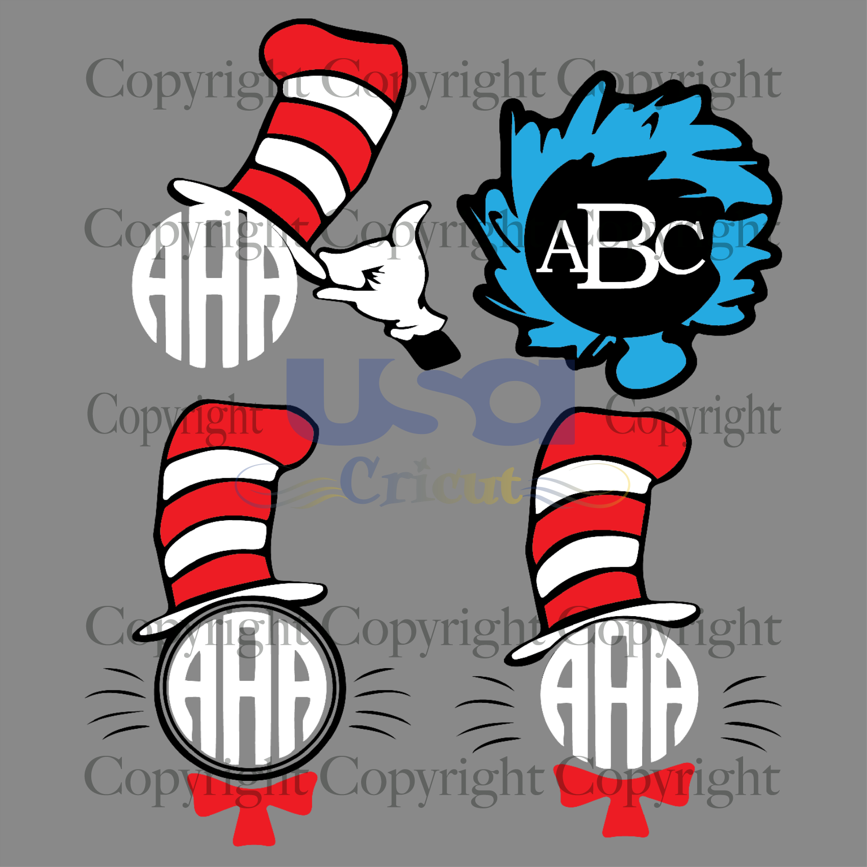 Dr. Seuss Cat Bundle, Dr Seuss Svg, The Cat In The Hat, Cricut & Silhouette Sublimation Instant Download File - USA Cricut