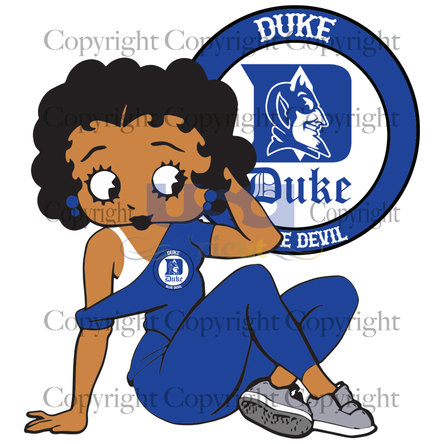 Duck Blue Devil Betty Boop, Sport Svg, Football Svg, Duck Blue Devil Svg, Duck Blue Devil Gift, Printable Cricut & Silhouette Sublimation files Instant Download - USA Cricut