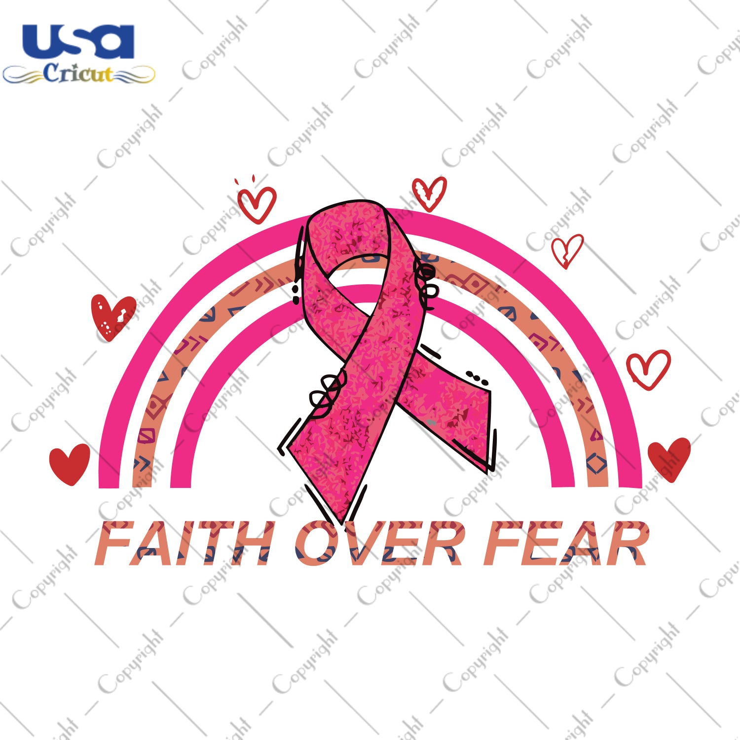 Faith Over Fear Breast Cancer Gifts, Shirt For Women Svg File Diy Crafts Svg Files For Cricut, Silhouette Sublimation Files - USA Cricut