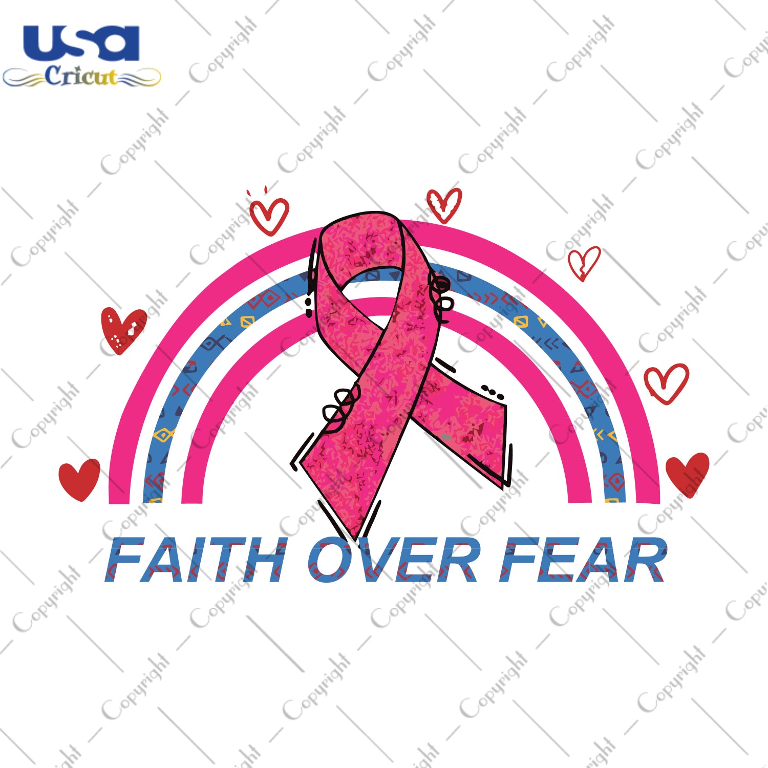 Faith Over Fear Breast Cancer Awareness Pink Ribbon Gifts, Shirt For Women Svg File Diy Crafts Svg Files For Cricut, Silhouette Sublimation Files - USA Cricut