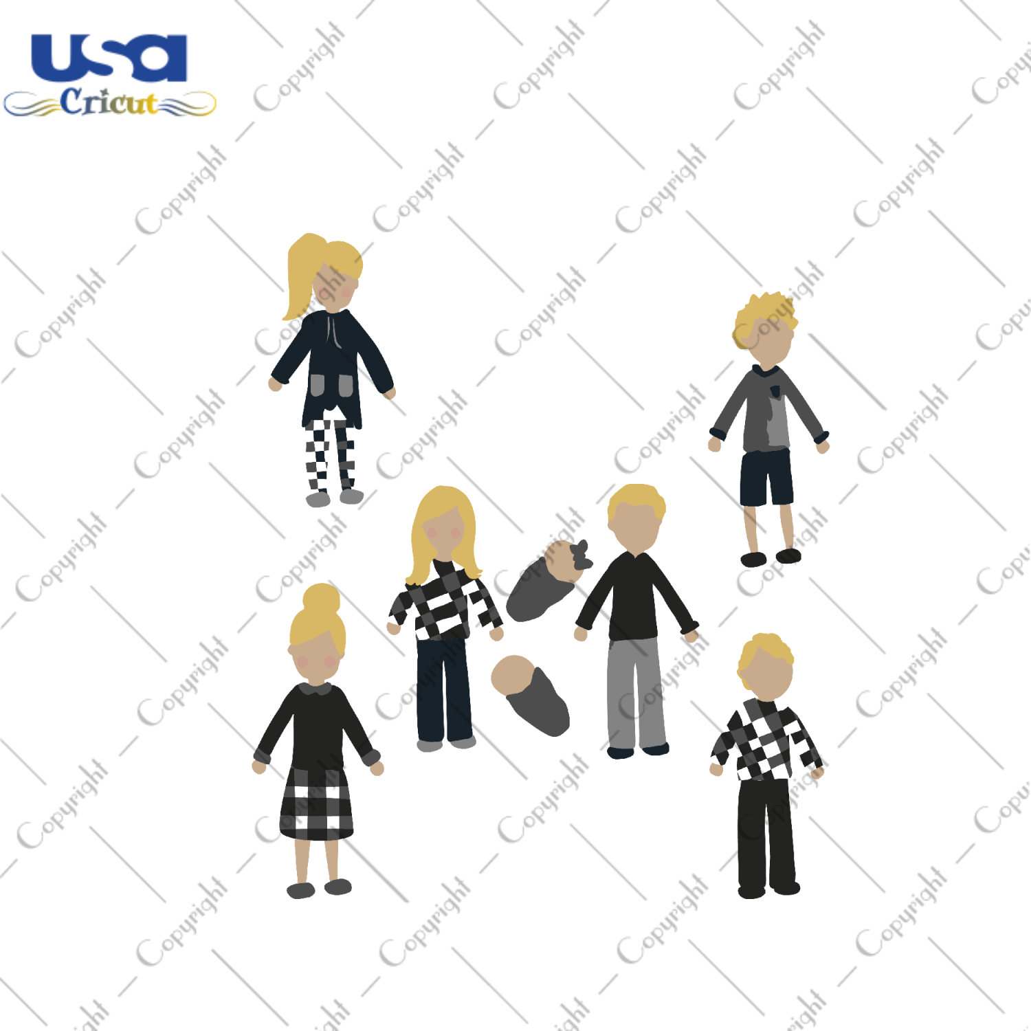 Family Set, Trending Svg, Trending Now, Stick Figure Family Svg, Yellow Hair Svg, Happy Family Vector, Medium Skin Svg, Family Shirt, Family Lover, Family Ornament, Family Portrait Images, Fu