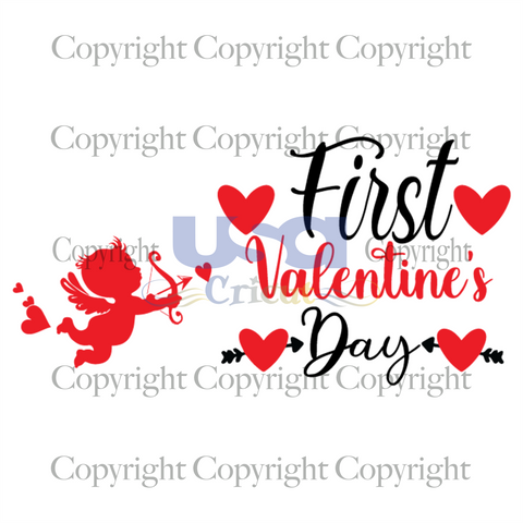 First Valentines Day Svg, Cupid Arrow Svg, Cupid Heart Svg, Diy Crafts SVG Files For Cricut, Silhouette Sublimation Files Shirt Design Ideas  Instant Download - USA Cricut