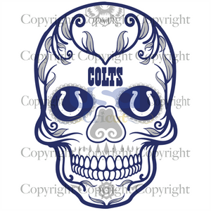 Flower Skull Caps Colts Svg, Sport Svg, Colts Logo Design, Colts NFL Skull, NFL Team, SVG Cricut & Silhouette Sublimation files Instant Download Version - USA Cricut