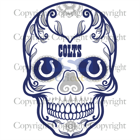 Flower Skull Caps Colts Svg, Sport Svg, Colts Logo Design, Colts NFL Skull, NFL Team, SVG Cricut & Silhouette Sublimation files Instant Download Version - USA Cricut