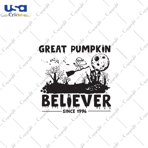 Great Pumpkin Believer Since 1996, Halloween Svg, Halloween Gift, Halloween Shirt, Halloween Day, Gift For Halloween, Nightmare, Snoopy Dog Svg, Death God Svg - USA Cricut