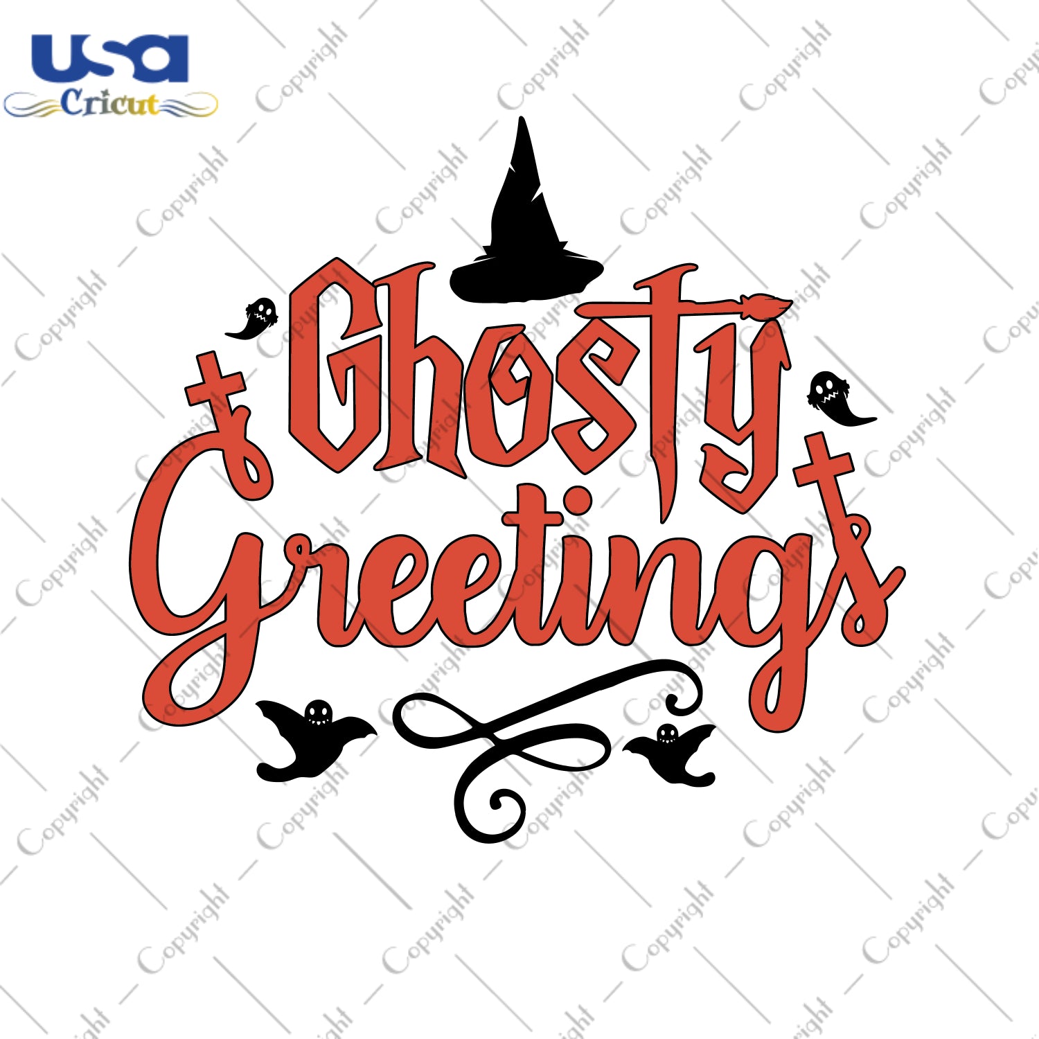 Ghosty Greetings Halloween Gifts, Shirt For Halloween Svg File Diy Crafts Svg Files For Cricut, Silhouette Sublimation Files - USA Cricut